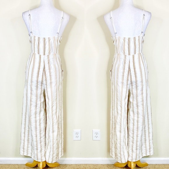 Roxy Wheel & Palms Wide Leg Jumpsuit Cream Stripe - Picture 9 of 14
